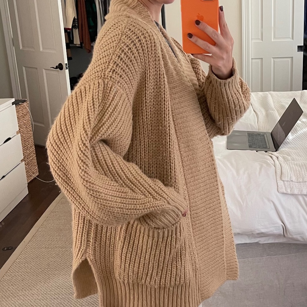 Zara Knit Sweater Cardigan Camel